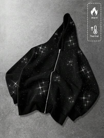 Street Life Sudadera con capucha moteada unisex, estilo casual de calle, otoño/invierno