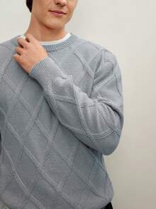 RONVEXI Men's Casual Crew Neck Long Sleeve Knit Sweater, Versatile For Autumn/Winter Fall - Grey - View 2