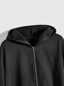 ROMWE Grunge Punk 大码秋季时尚十字铆钉装饰连帽夹克 - 黑色 - 查看 3