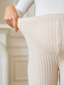 SHEIN بنطلون حمل كاجوال بخصر عالي وساق مستقيمة بلون أحادي - كاكي - مشاهدة 5