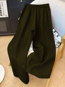 Franclia Quần dài ống rộng dáng rộng thoải mái/công sở cỡ lớn dành cho nữ - xanh quân đội - Xem 2