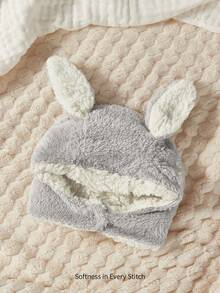 Cozy Pixies 1顶婴儿加厚保暖双层绒兔耳帽 灰色 - 灰色 - 查看 2