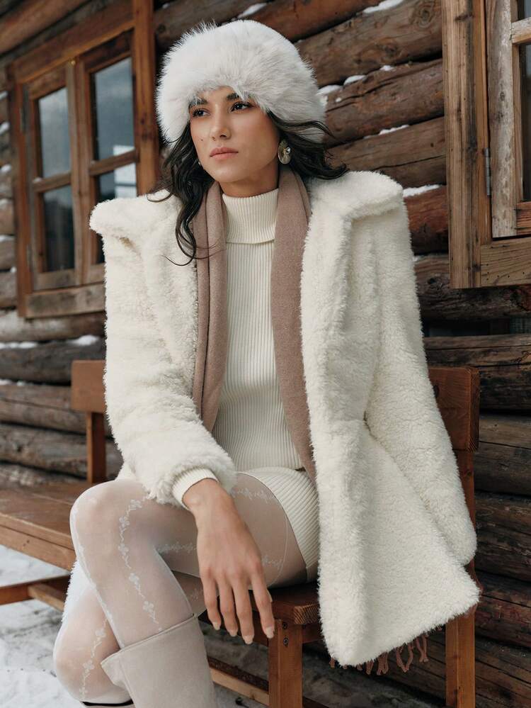 Women's Solid Color Elegant Fashion Faux Fur Cropped Jacket, Autumn/Winter