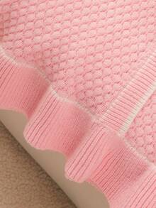 Tween Girl 手工蝴蝶结短款开衫和荷叶边下摆针织迷你裙套装 - 粉色 - 查看 4