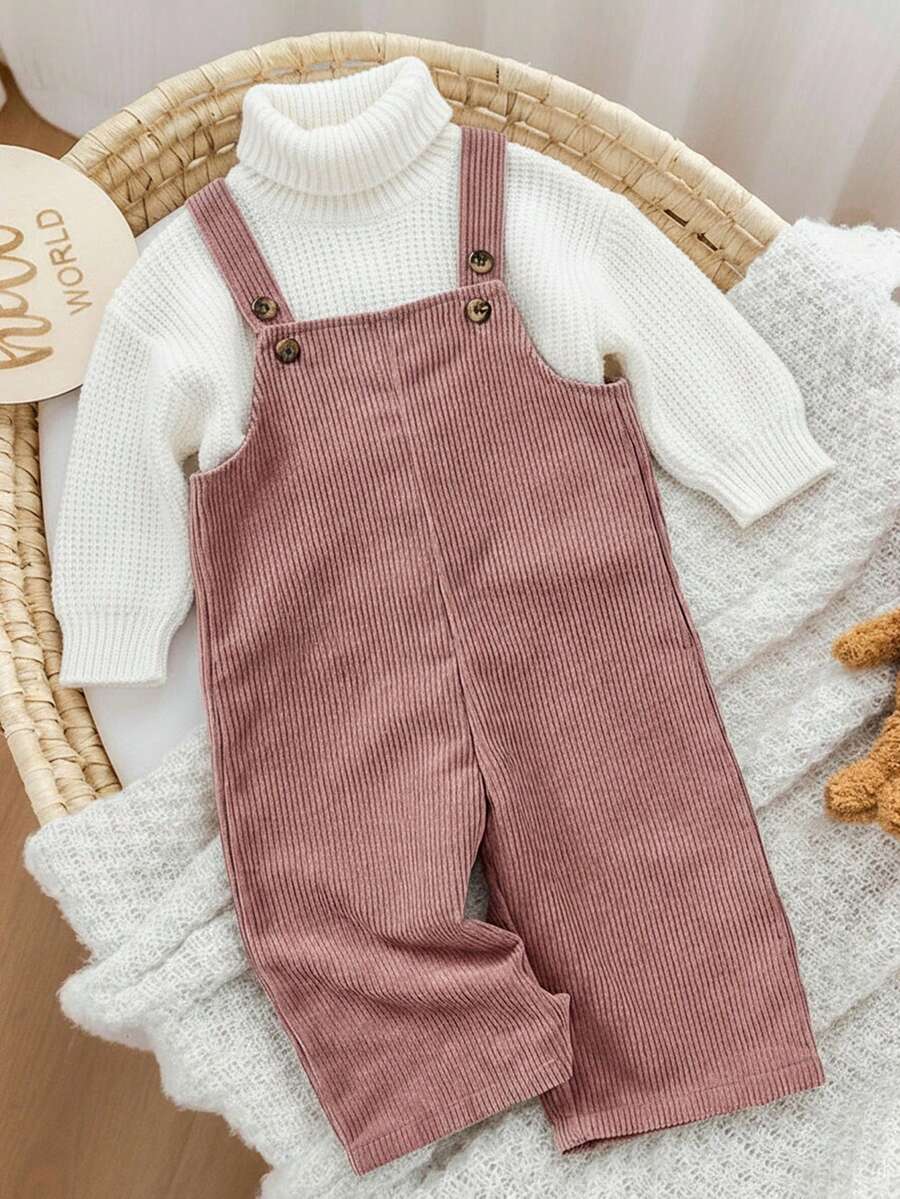 SHEIN Mono de leopardo lindo para bebé niña, versátil para el estilo callejero de otoño/invierno - Rosa - Ver 1