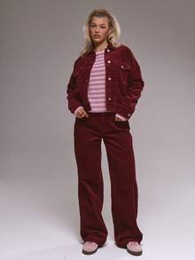 MUSERA Cord Jacket Winter Cute Casual Cosy Cherry Lacquer Spring Summer - Burgundy - View 5