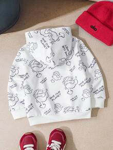 Popeye X SHEIN Young Boy Allover Print Relaxed Fit Hooded Sweatshirt - White - View 2