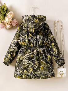 Tween Girls Casual Hooded Windbreaker Jacket, Thermal Lined Mid-Length Outerwear, Fall/Winter - Multicolor - View 2