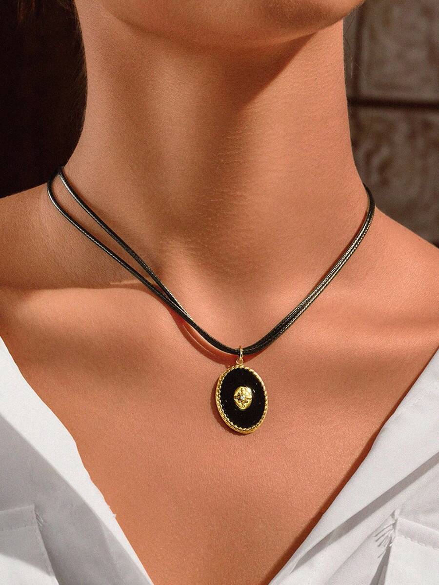 Glisma 18 K Women's Fashionable Elegant Vintage Pendant Necklace,Western Jewelry,Old Money,Gemstone,Outfits,Fall/Autumn/Winter,For Mom/Women/Girl/Mother,Premium,Charm Necklace - Multicolor - View 1