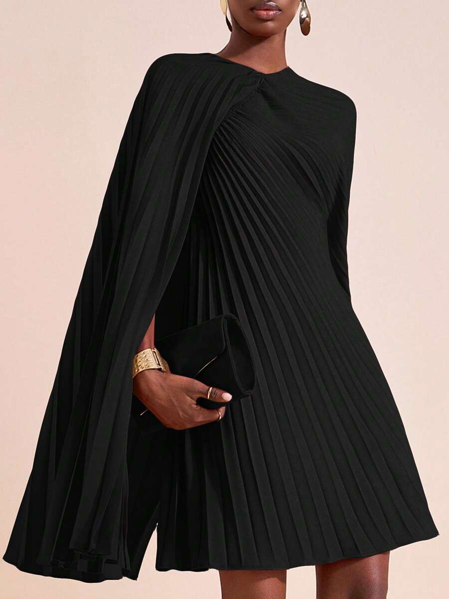 Zivah 2025秋冬夏季新款音乐节、复活节、圣帕特里克节、西部风、游牧风、生日派对、毕业典礼、学院风、学生装、日常休闲、百搭、休闲、邮轮旅行、海滩、日光浴、爆款、街头风、海滩度假/派对/约会、褶皱面料、红色斗篷式女士短裙