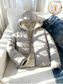 SHEIN Abrigo acolchado informal para niñas preadolescentes, diseño 3 en 1 con forro polar, corte holgado y cómodo, adecuado para las temporadas de otoño/invierno, apropiado para el uso diario, salidas y sesiones de fotos