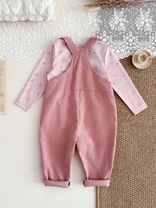 Baby Girl Outfits 2pcs/Set Winter And Spring Outfits For Girl Casual And Cure Daily Style Loose Suit, Long Sleeves Flower-Printing Basic Top& Jumpsuit - Pink - View 2