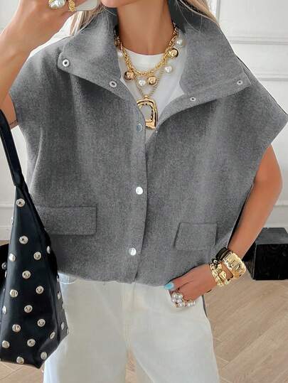 Livesso 女士秋季无袖宽松休闲常规夹克外套