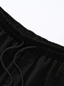 Manfinity Homme Quần chạy bộ nam trơn màu, cạp chun co giãn, cạp rút - màu đen - Xem 4