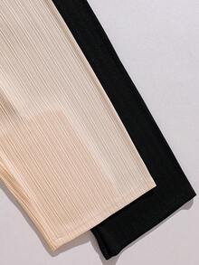 SHEIN 2pcs Straight Leg Soft & Comfortable Pants In Black And Olive Green - Grey - View 6