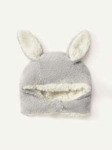 Cozy Pixies 1顶婴儿加厚保暖双层绒兔耳帽 灰色 - 灰色 - 查看 7