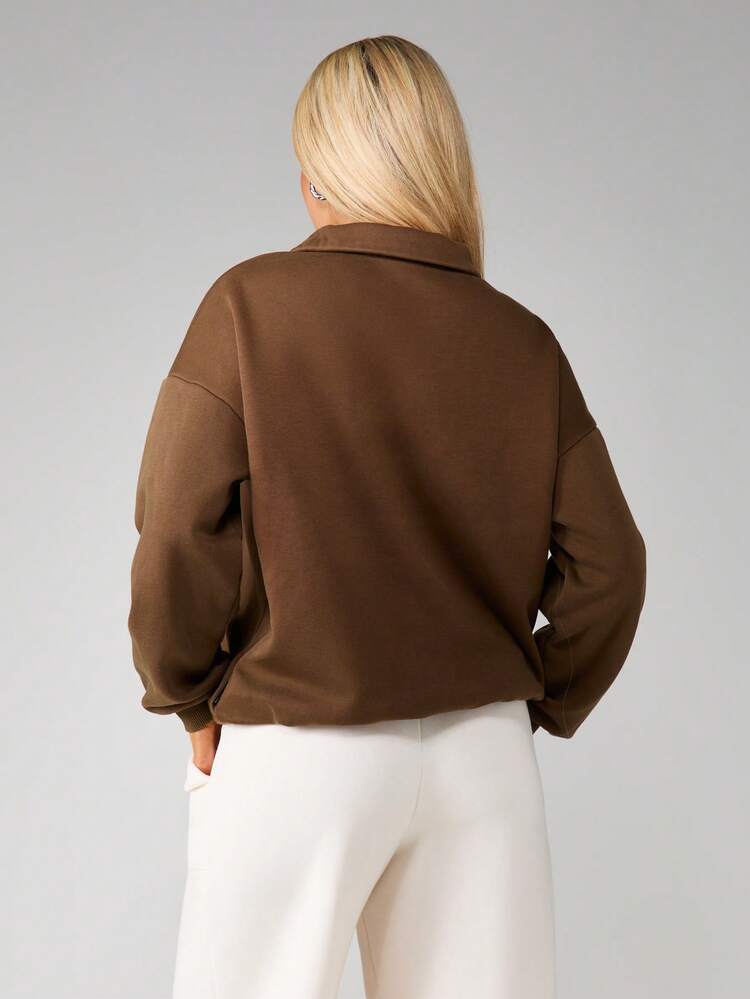 Missguided x Playboy Wyoming Polo Sweatshirt With Button Details Casual Oversized Pullover