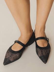 Styleloop Women's Pointed Toe Flat Woven Fabric Casual Shoes, Coffee Brown, Comfortable For Daily, Party, Beach, Lace-Up Design - Black - View 4