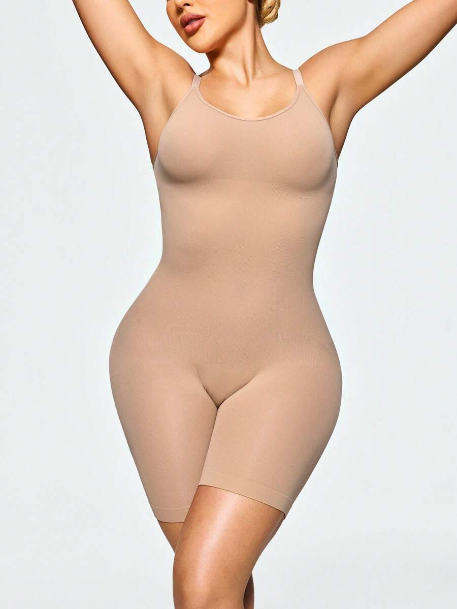 SHAPORA Women's Body Shaping Bodysuit With Shoulder Straps - Apricot - View 1