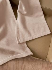 SHEIN Serisse Kids Pantalon en tricot évasé à taille haute simple et unicolore pour préadolescentes, couleur abricot, convient pour la maison, l'extérieur, le port casual quotidien. Pantalon évasé en tricot, pantalon évasé blanc, pantalon évasé abricot, pantalon en tricot côtelé abricot, pantalon en tricot blanc, pantalon évasé en tricot, pantalon évasé en tricot côtelé, assortis mère-fille, maman et moi, pour l'automne/l'hiver