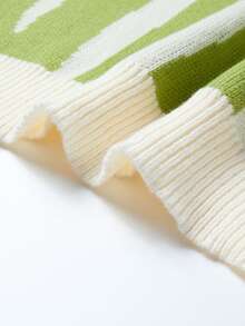 Claim Dot 男士休闲宽松字母提花圆领长袖毛衣，秋冬款 - 綠色 - 查看 6