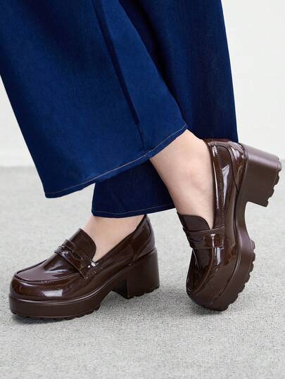 CUCCOO BIZCHIC CUCCOO Fashion Versatile Commuting Thick-Soled Wedge Loafers