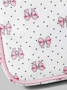 ROMWE Kawaii 1 Túi đựng đồ ăn trưa giữ nhiệt dễ thương có họa tiết nơ chấm bi màu hồng dung tích lớn - Hồng - Xem 5