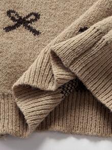 SHEIN 女婴可爱波点长袖毛衣和松紧腰裤套装，秋冬季休闲装