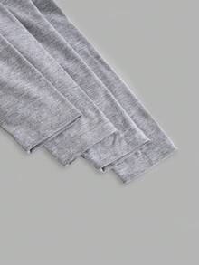 4pcs/Set Young BoyCasual Solid Color Versatile Crew Neck Long Sleeve T-Shirts, Suitable For All Seasons - Light Grey - View 5