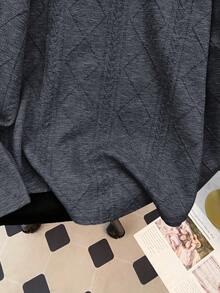 SHEIN 青少年男童休闲宽松舒适百搭长袖圆领上衣，带编织标签装饰