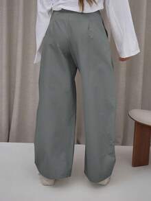 MUSERA 褶裥阔腿灯笼裤套装，优雅可爱性感街头风，适合夜间外出、派对、休闲夏季度假等场合。 - 灰色 - 查看 4