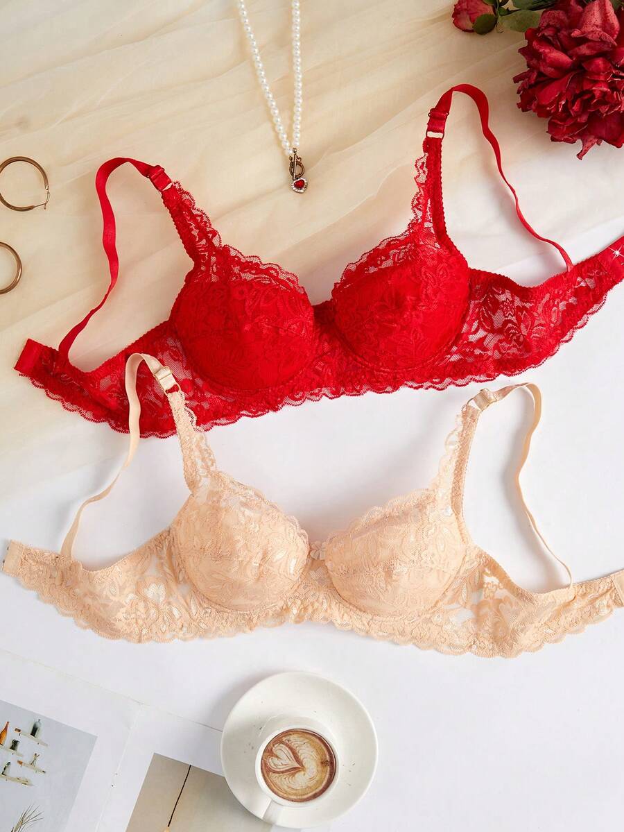 Snug Zone Bộ 2 áo ngực ren và áo ngực không gọng - Nhiều màu - Xem 1