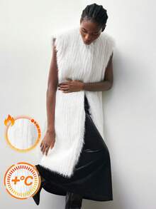 Maija 2025 仿毛领和腰带宽肩女式夹克 - 白色 - 查看 10