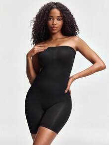 SHAPORA Enterizo ajustado de mujer en unicolor sin tirantes - Negro - Ver 1