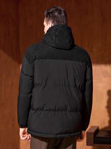 Officeau 男士秋冬撞色加厚保暖连帽羽绒服，Old Money - 黑色 - 查看 3