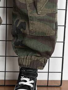 Quần Jeans Denim Thường Ngày Cho Bé Trai, Quần Cargo Dáng Rộng Có Họa Tiết Rằn Ri, Chất Cotton Thoải Mái, Thích Hợp Mặc Hàng Ngày, Đi Học Và Đi Làm, Mọi Mùa - xanh quân đội - Xem 6
