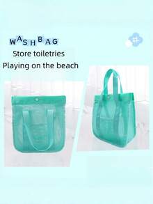 Mesh Beach Tote & Backpack Oversized Carryall For Pool, Towels & Toys, Lightweight Travel Bag (Bag Only) - Green toilet bag - View 1