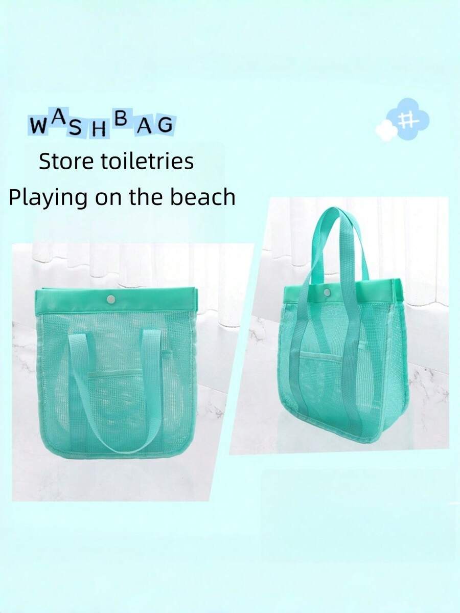 Mesh Beach Tote & Backpack Oversized Carryall For Pool, Towels & Toys, Lightweight Travel Bag (Bag Only) - Green toilet bag - View 1