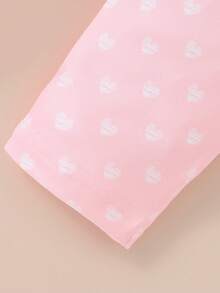 SHEIN 2023 Baby Girls Autumn/Winter 3pcs Newborn Outfit Set, Cute Elephant Cartoon Print Bodysuit, Polka Dot & Heart Design Pants And Headband, Casual Basic Practical Versatile - Pink - View 8