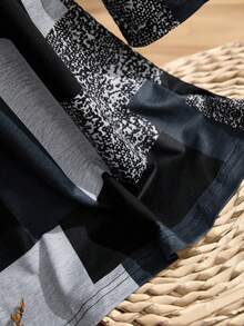 EMERY ROSE Women's Geometric Print Round Neck 3/4 Sleeve Casual Versatile T-Shirt, Suitable For Daily Wear