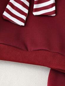 SHEIN Playful Pals 男婴三件套刺绣图案圆领保暖卫衣和条纹披肩领长裤套装，秋冬季宝宝休闲套装，宝宝秋季服装，宝宝运动服，宝宝冬季服装，宝宝运动服，男婴服装，男婴套装，男婴衣服，男童秋季套装