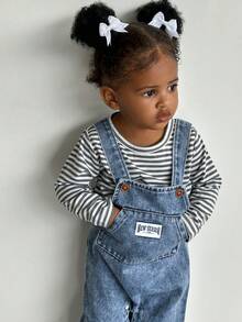 SHEIN Bộ đồ liền thân denim rộng rãi, đa năng cho bé trai - Nhiều màu - Xem 7