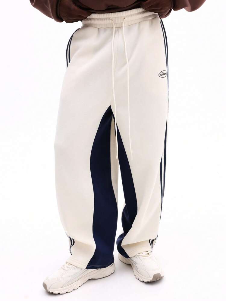 Drop Crotch Sweatpants With Contrast Panels