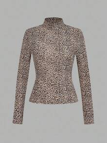 SHEIN Essnce Bộ 4 áo thun cổ lọ ôm vừa vặn, đơn giản, cỡ lớn dành cho nữ, mùa thu/đông - Nhiều màu - Xem 12