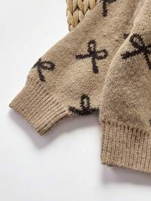 SHEIN 女婴可爱波点长袖毛衣和松紧腰裤套装，秋冬季休闲装