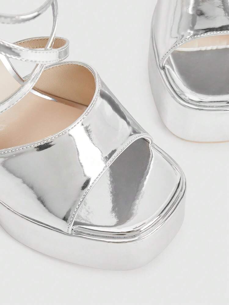 CUCCOO LuxiPop Sandalias de tacón alto con suela gruesa para mujer, nuevo estilo europeo y americano con múltiples correas, plataforma impermeable, tacón alto delgado, punta abierta, hebilla, sandalias de moda sexy