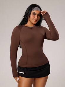 Rhythm Era 大码女式无缝长袖运动压缩上衣