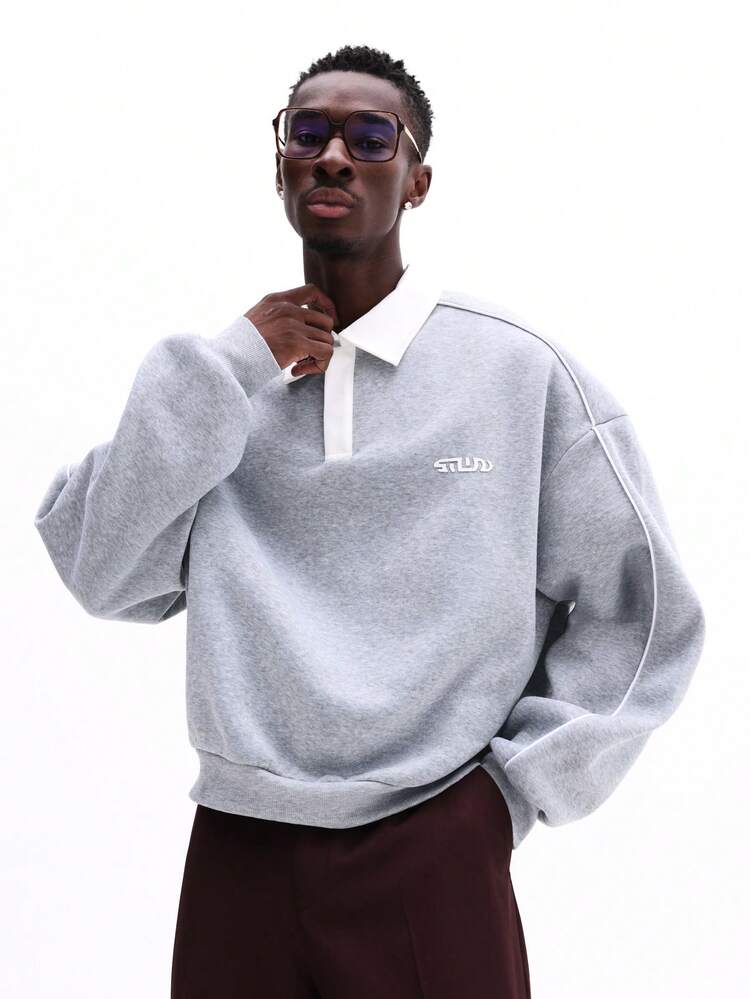 Quarter Zip Polo With Contrast Collar