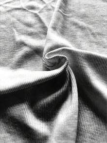 SHEIN EZwear 两件套黑色花卉图案灰色女士拉链高领连体衣套装，休闲长袖 - 彩色 - 查看 3