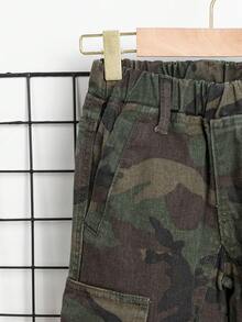 Quần Jeans Denim Thường Ngày Cho Bé Trai, Quần Cargo Dáng Rộng Có Họa Tiết Rằn Ri, Chất Cotton Thoải Mái, Thích Hợp Mặc Hàng Ngày, Đi Học Và Đi Làm, Mọi Mùa - xanh quân đội - Xem 5